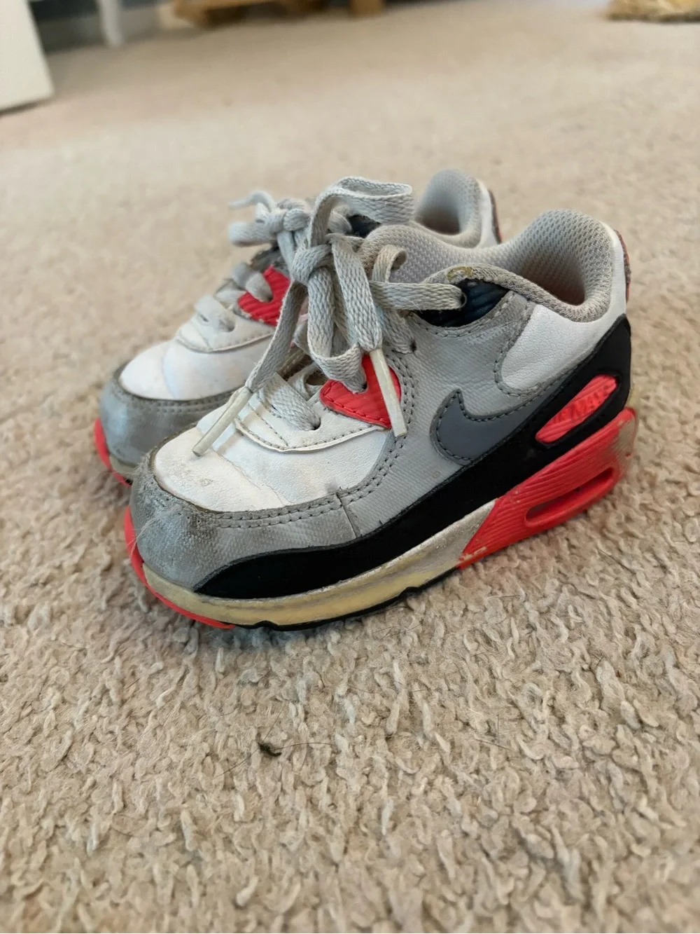 Nike Kids Gray, White & Red Mini Air-Style Sneakers